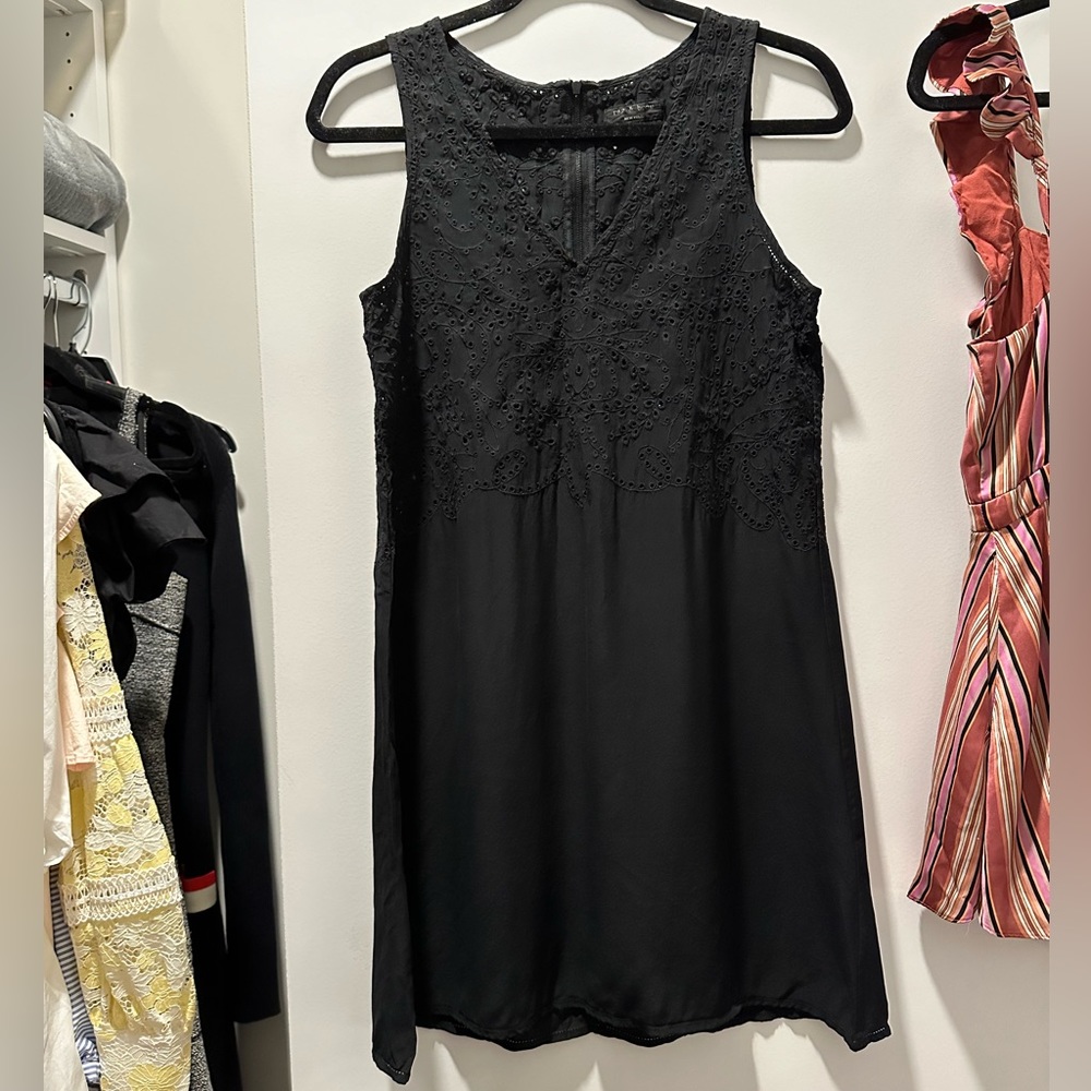 Rag and Bone eyelet silk navy dress XS
